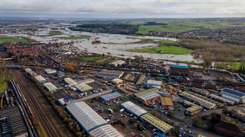 A UK landscape with localised flooding