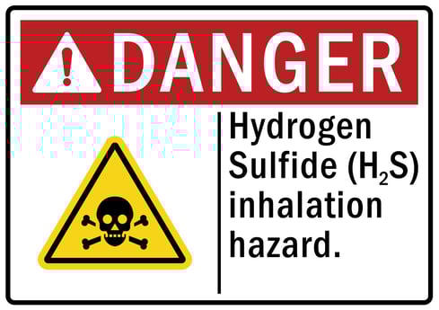 Hydrogen hazard sign and labels hydrogen sulfide inhalation hazard