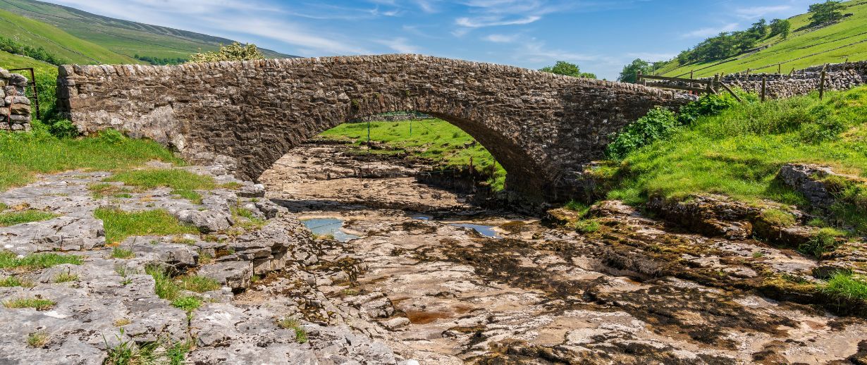 British landscape with the dried-up river 