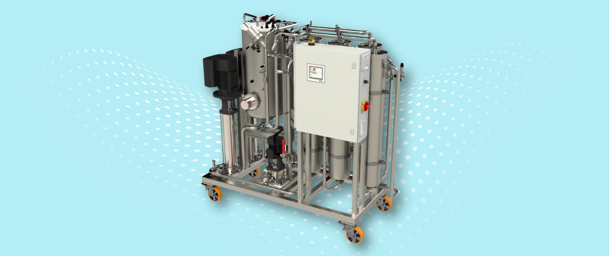 The CentRO dialysis water treatment system on a light blue background