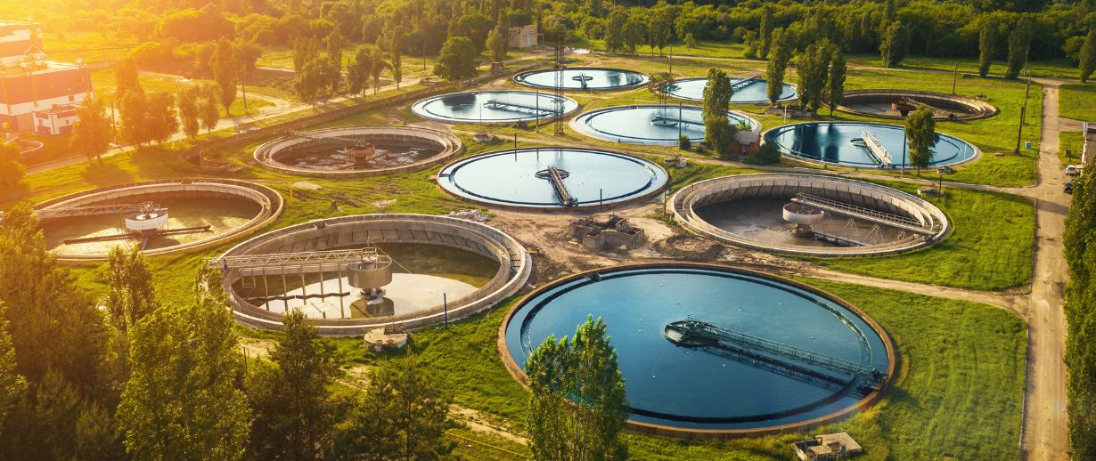 View of an entire wastewater treatment site.